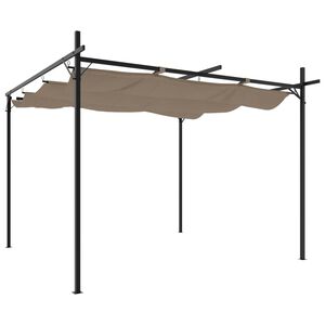 vidaXL Pergola med uttrekkbar tak gr&aring;brun 295x292x230 cm