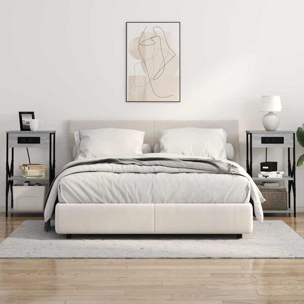 vidaXL Nattbordskap Gr&aring; Sonoma 41 x 31 x 76 cm Konstruert tre