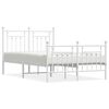 vidaXL Sengeramme i metall med hode- og fotgavl hvit 135x190 cm