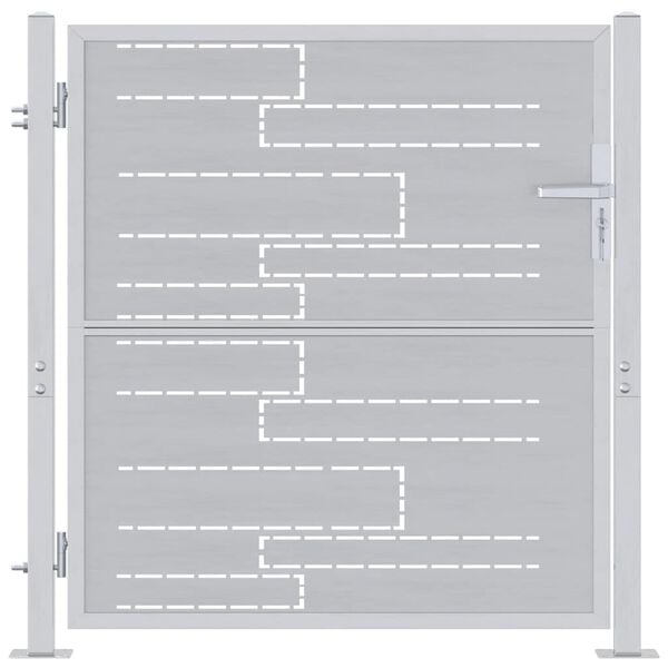 vidaXL Hageport med lås sølv 96 x 100 cm Rustfritt Stål