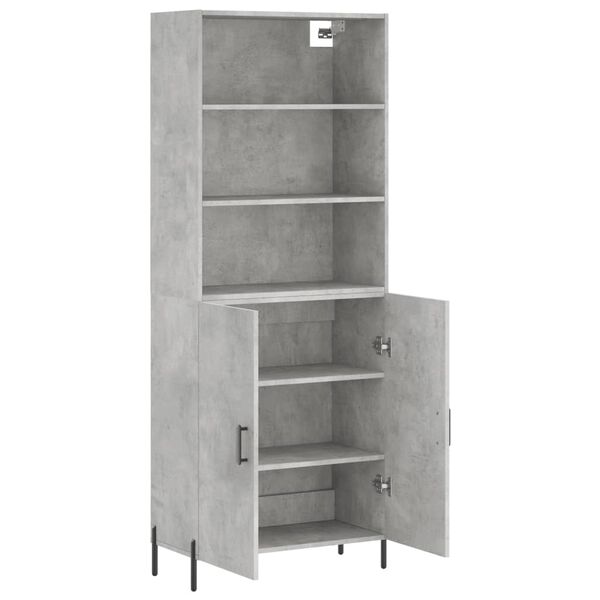 vidaXL Highboard betonggr&aring; 69,5x34x180 cm konstruert tre