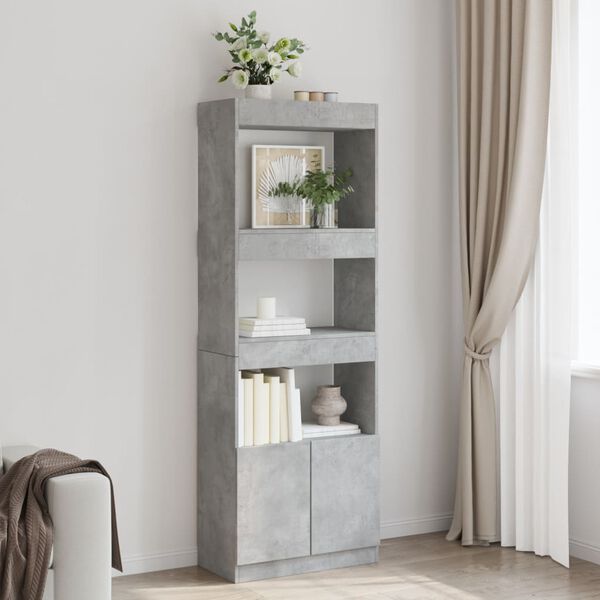 vidaXL Highboard betonggr&aring; 63x33x180 cm konstruert tre