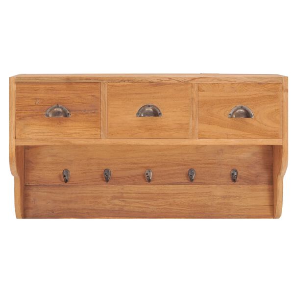 vidaXL Veggmontert garderobepanel 80x25x45 cm heltre teak