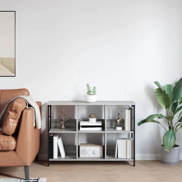 vidaXL Bokhylle Gr&aring; Sonoma 102 x 32 x 72,5 cm Konstruert tre