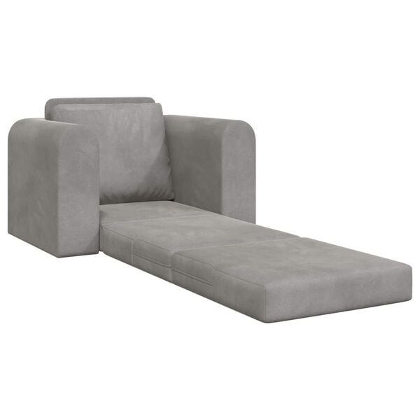 vidaXL Sammenleggbar Sofa seng Lysegr&aring; 98 x 71 x 83 cm Fl&oslash;yel