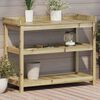 vidaXL Pottebord med hyller 108x45x86,5 cm heltre furu
