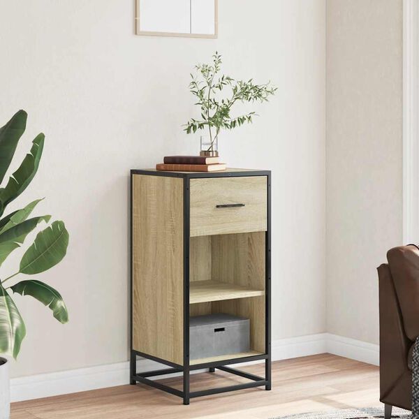 vidaXL Skjenk sonoma eik 35,5x35x76 cm konstruert tre og metall