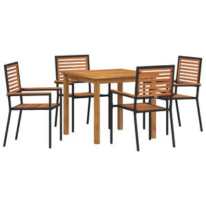 vidaXL Hage Spisegruppe 5 stk. Svart Solid akasietre