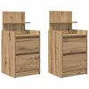vidaXL Nattskap med 2 skuffer 2 stk artisan eik 38x34x80 cm