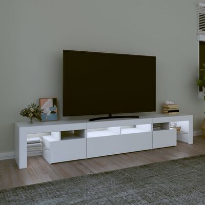 vidaXL TV-benk med LED-lys hvit 230x36,5x40 cm