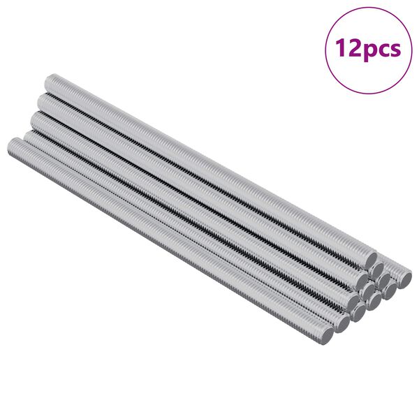 vidaXL Gjenget Stang 12 pcs s&oslash;lv M6 x 120 mm Metall