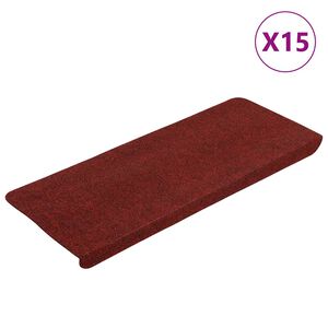 vidaXL Selvklebende trappematter 15 stk 65x24,5x3,5 cm r&oslash;d