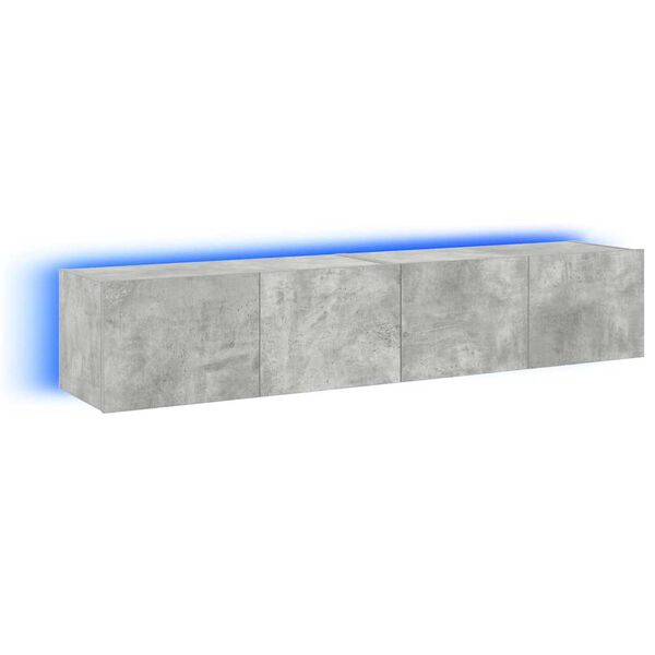 vidaXL Vegghengte TV-benker med LED-lys 2 stk betonggr&aring; 80x35x31 cm