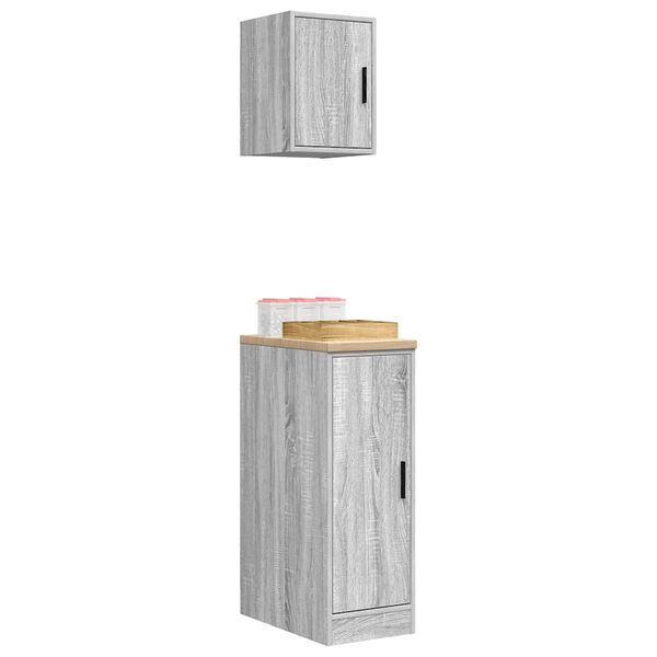 vidaXL Garasjeskap 2 stk gr&aring; sonoma konstruert tre