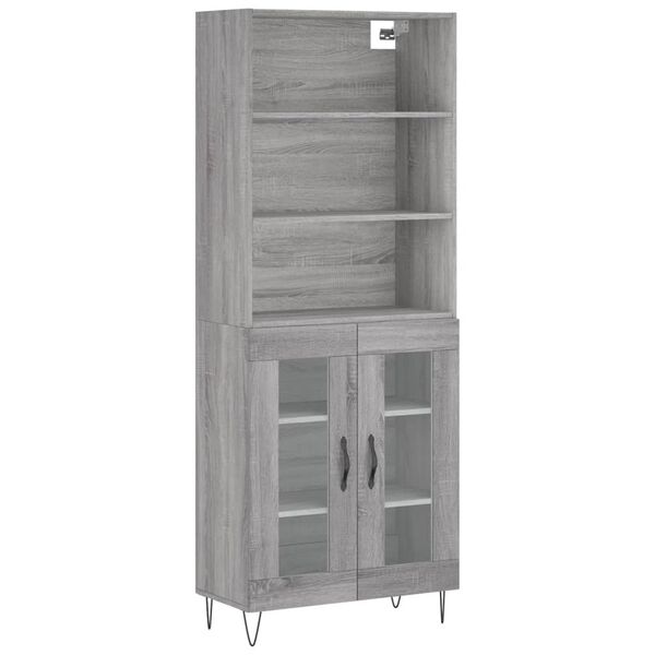 vidaXL Highboard gr&aring; sonoma 69,5x34x180 cm konstruert tre