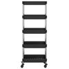 vidaXL 5-etasjers kjøkkenvogn svart 42x29x128 cm jern og ABS