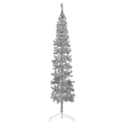 vidaXL Kunstig halvt juletre med stativ tynt sølv 240 cm
