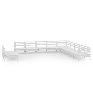 vidaXL Hagesofagruppe 11 deler hvit heltre furu