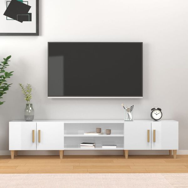 vidaXL TV-benk høyglans hvit 180x31,5x40 cm konstruert tre