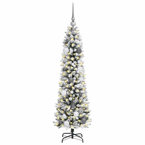 vidaXL Kunstig juletre med 150 LED Hvit 150 cm PVC og Metall og Plast