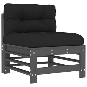 vidaXL Midtsofa med puter gr&aring; heltre furu