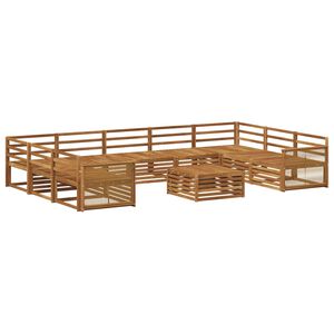 vidaXL Utend&oslash;rs sofa-sett 10 pcs Naturlig Solid akasietre