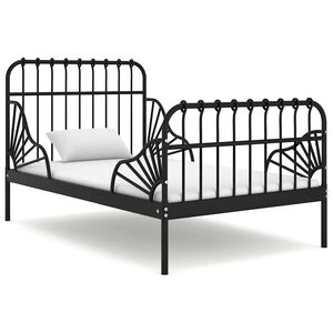 vidaXL Utvidbar sengeramme svart metall 80x130/200 cm