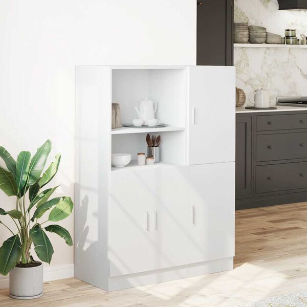 vidaXL Kj&oslash;kkenskapsett 2 deler hvit konstruert tre