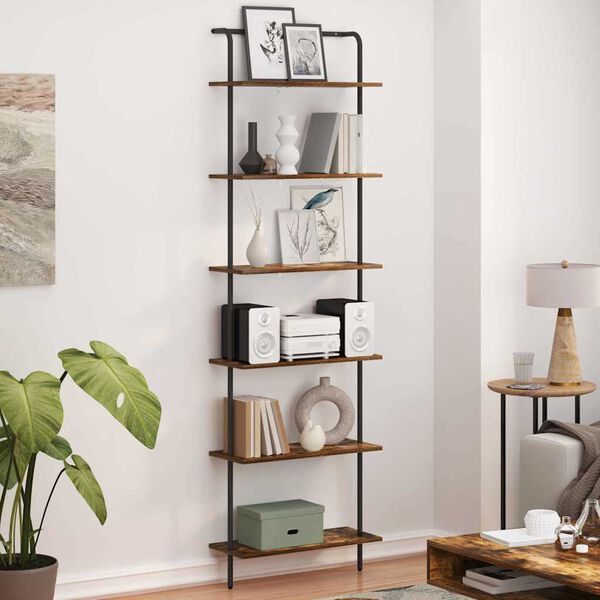 vidaXL Bokhylle R&oslash;kt eik 60 x 24 x 203 cm Konstruert tre