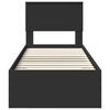 vidaXL Sengestamme med skuff Svart og s&oslash;lv 75 x 190 cm Konstruert tre