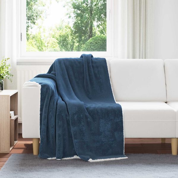 vidaXL Kastteppe Marinebl&aring; 130 x 150 cm Fleece