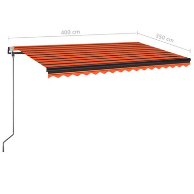 vidaXL Automatisk uttrekkbar markise 400x350 cm oransje og brun