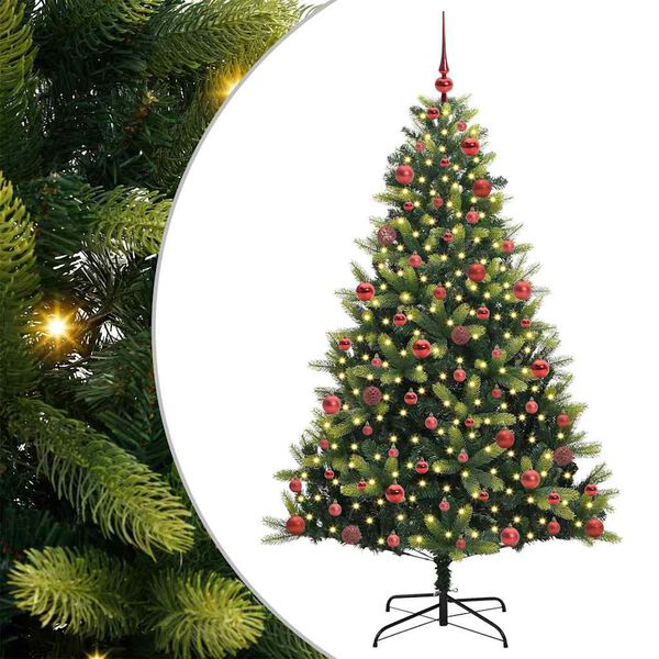 vidaXL Kunstig leddet juletre med 300 LED-lamper gr&oslash;nn 180 cm