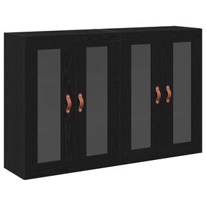 vidaXL Vegghotell 2 stk. Svart Eik 69,5 x 34 x 90 cm Konstruert tre