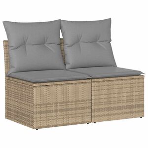 vidaXL Hagesofaer med puter 2 deler beige polyrotting akasie