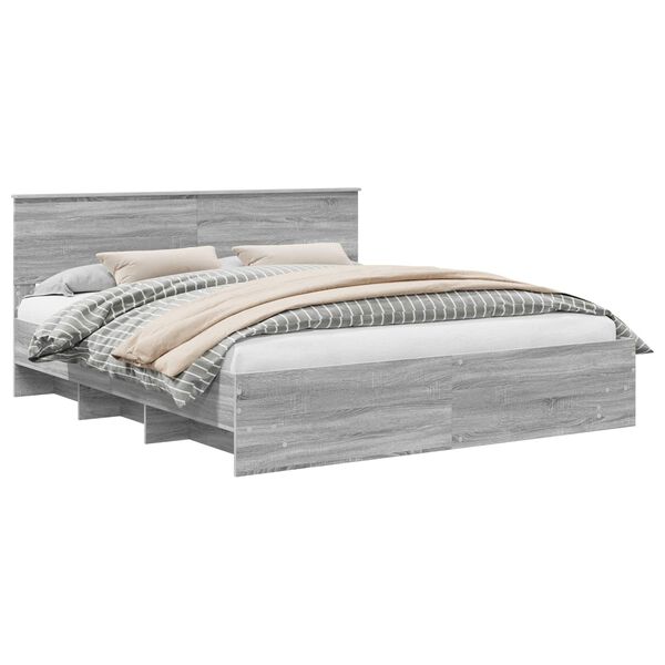 vidaXL Sengestamme Gr&aring; Sonoma 200 x 200 cm Konstruert tre