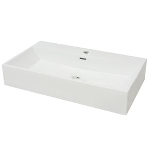 vidaXL Servant med kranhull keramisk hvit 76x42,5x14,5 cm