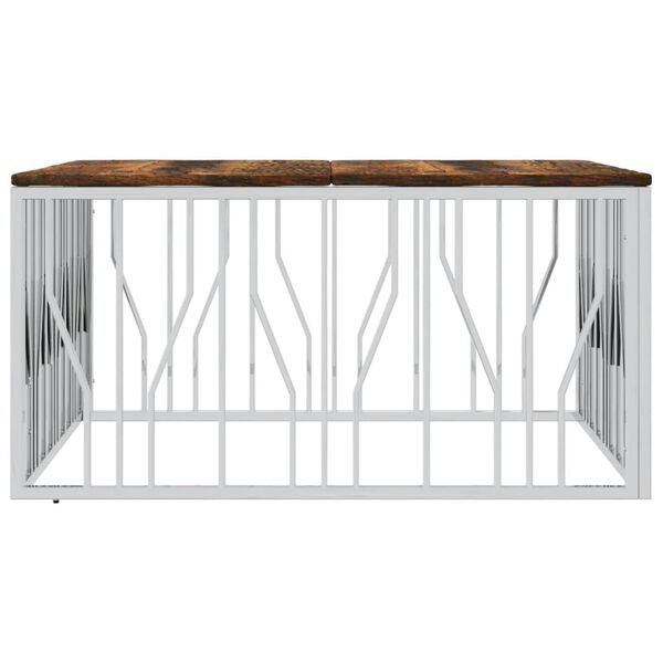 vidaXL Salongbord s&oslash;lv rustfritt st&aring;l og gjenvunnet heltre