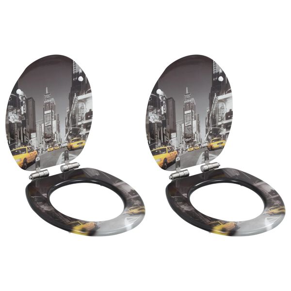 vidaXL Toalettsete med myk lukkefunksjon 2 stk MDF New York-design