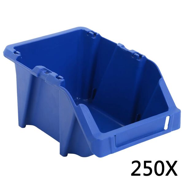 vidaXL Oppbevaringsbokser stablebare 250 stk 103x165x76 mm bl&aring;