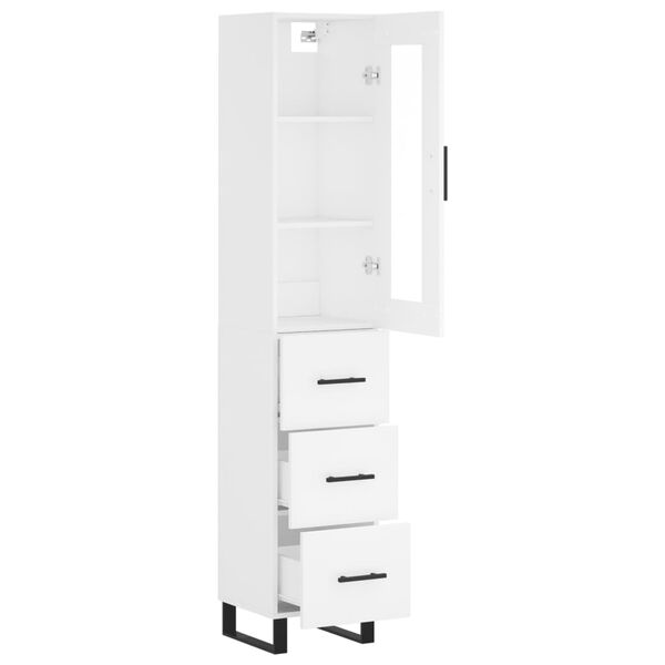 vidaXL Highboard hvit 34,5x34x180 cm konstruert tre