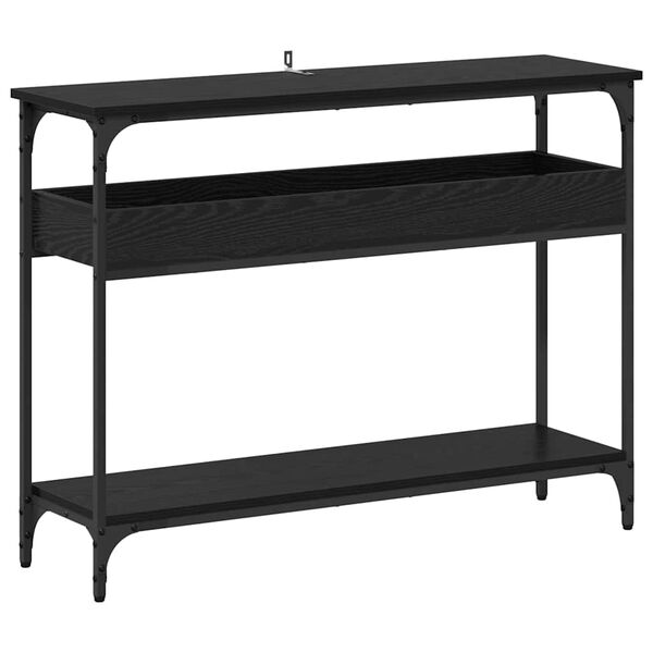 vidaXL Konsollbord med hylle Svart eik 100 x 29 x 75 cm Konstruert tre