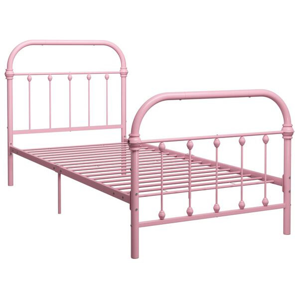 vidaXL Sengeramme rosa metall 90x200 cm