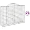vidaXL Gabionkurver buede 5 stk 200x50x140/160 cm galvanisert jern