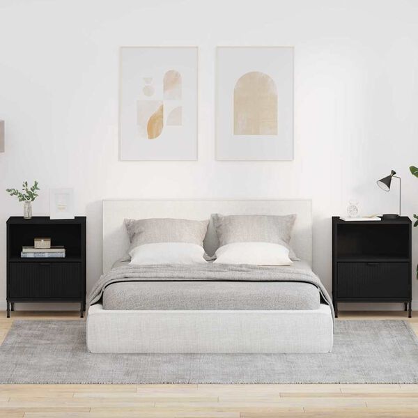 vidaXL Nattbordskap 2 pcs Svart 49 x 36 x 61 cm Konstruert tre