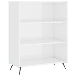 vidaXL Bokhylle h&oslash;yglans hvit 69,5x32,5x90 cm konstruert tre