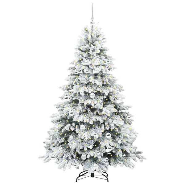 vidaXL Kunstig juletre med 300 LED med stativ Hvit 180 cm PE og PVC