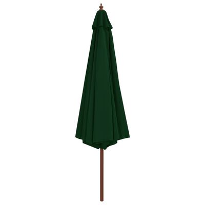 vidaXL Parasoll med trestang 350 cm grønn