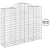 vidaXL Gabionkurver buede 15 stk 200x50x160/180 cm galvanisert jern