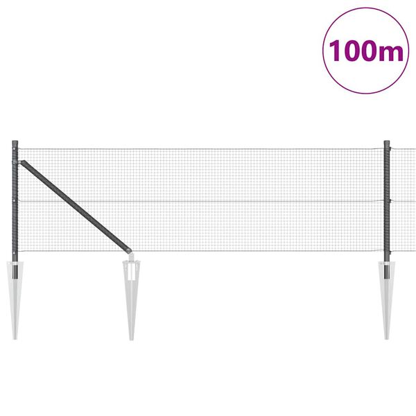 vidaXL Gjerdep&aring;le Gr&aring; 100 x 0,8 m (16 x 16 mm netting) St&aring;l og PVC